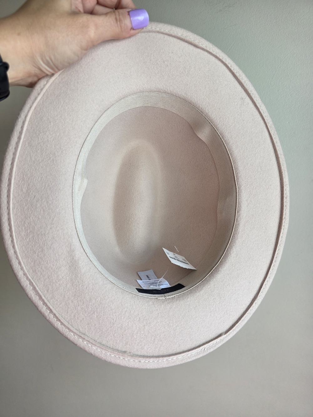 J.Crew Blush Pink Wool Fedora Hat M/L NWT Wide Brim Luxury Style - Picture 6 of 10